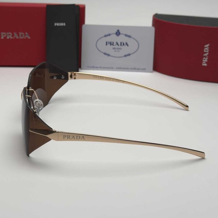 Унисекс слънчеви очила  Rimless Edition Black Brown Очила без рамка черни кафяви стъкла златни UV400 CE