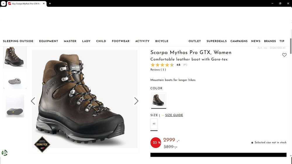 SCARPA MYTHOS PRO GORE-TEX Boots размер EUR 41 / UK 7 водонепромокаеми