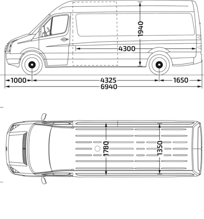 Бус под наем с шофьор – VW Crafter Maxi (Товарен, 4.30 м)