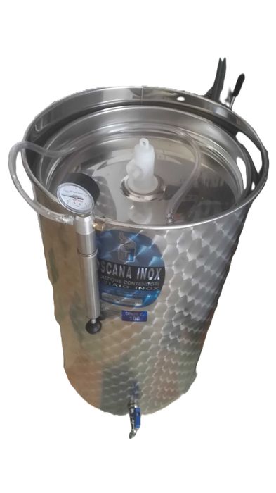 Recipiente inox alimentar cu capac flotant si accesorii pentru vin si alte bauturi