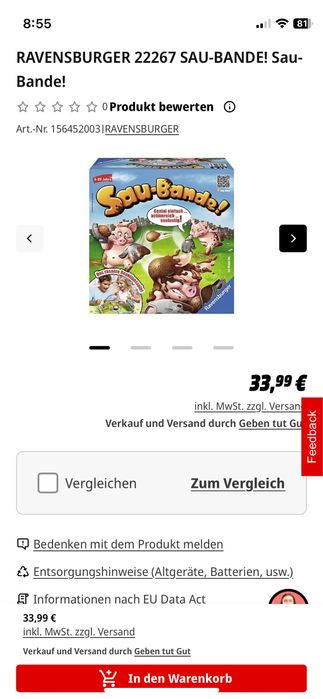 Игра поскачащи прасенца Ravensburger