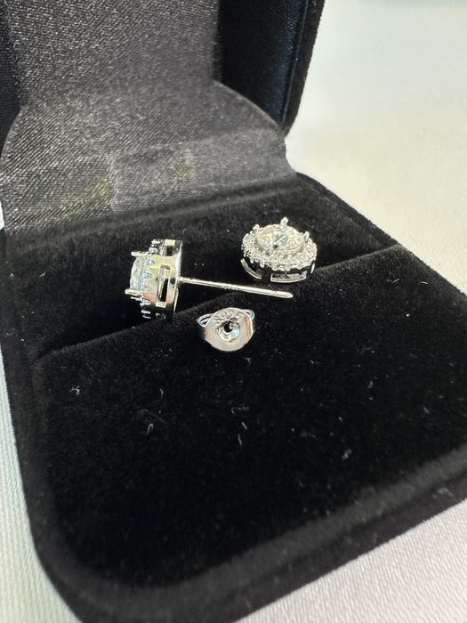 Cercei argint cu Moissanite de 0.5 carate