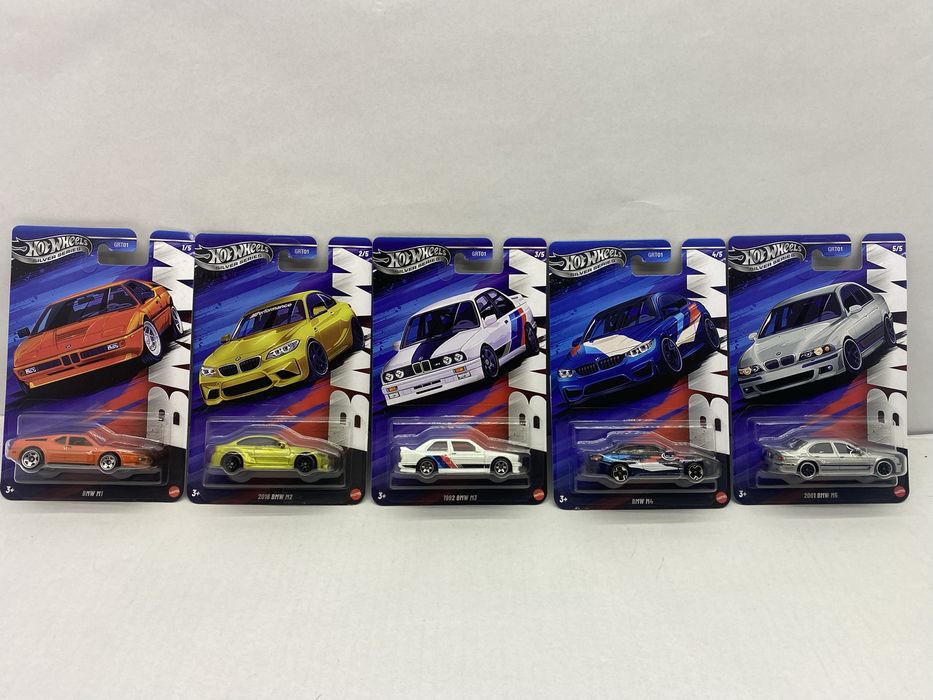 HOT WHEELS SILVER lot 5 machete auto scara 1:64 BMW M1 M2 M3 M4 M5