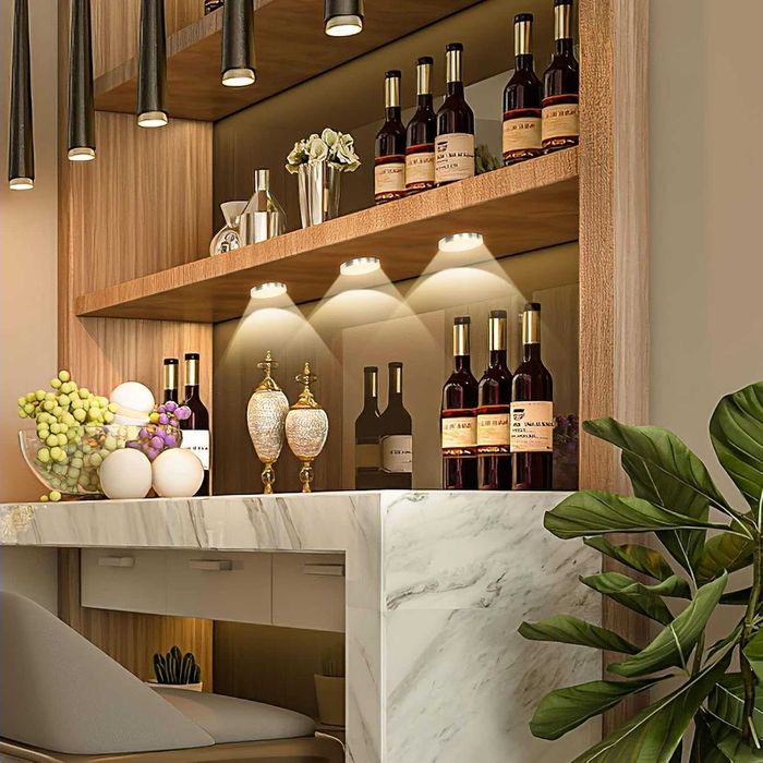 Set 4 Lămpi LED pentru montare sub dulapuri, iluminare LED pentru bucătărie, lumină alb cald, iluminare pentru mobilier și vitrine