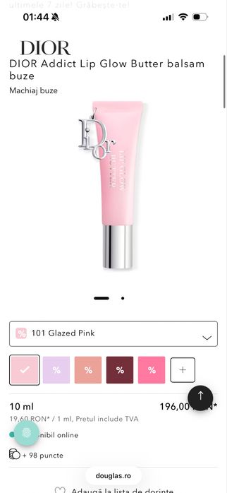 DIOR Addict Lip Glow Butter balsam buze Machiaj buze slide 3 of 2 Addict Lip Glow Butter Addict Lip Glow Butter, glazed pink, machiaj buze, make up