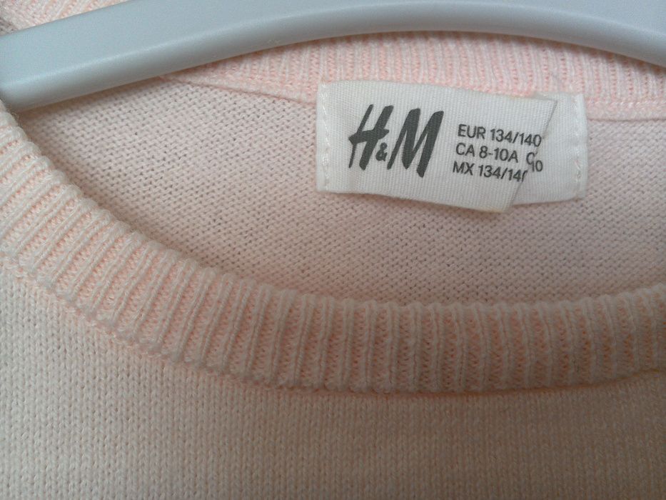 Pulover fete, roz, tricotat cu aplicație paiete - bumbac - H&M