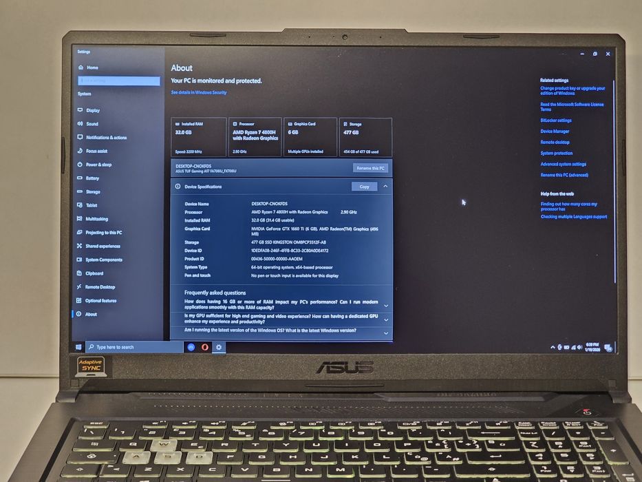 Laptop Asus Tuf Gaming A17 FX705IU