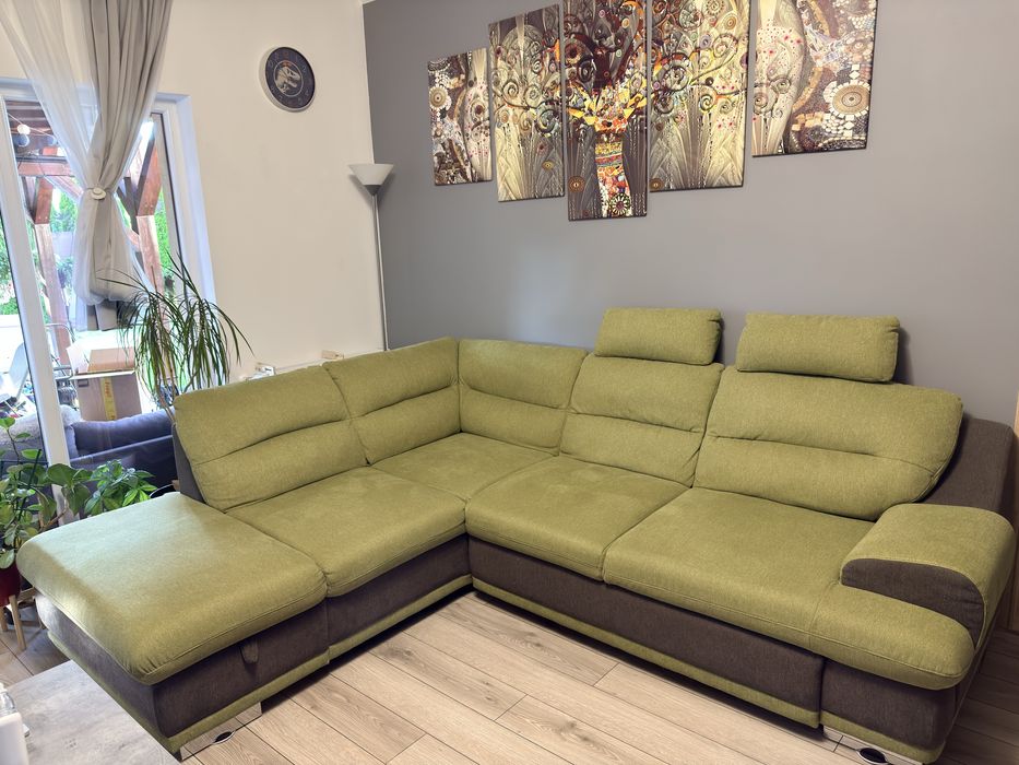 Colțar extensibil modern (Naturlich) – Verde/Gri, stare excelentă