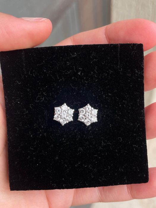 Cercei aur alb 18 k si diamante naturale WS2-VS1