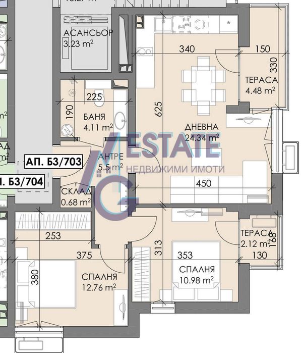 Продава се Тристаен апартамент в Бургас, Меден рудник - зона В - 90 кв.м за 714 €/кв.м - Снимка #1