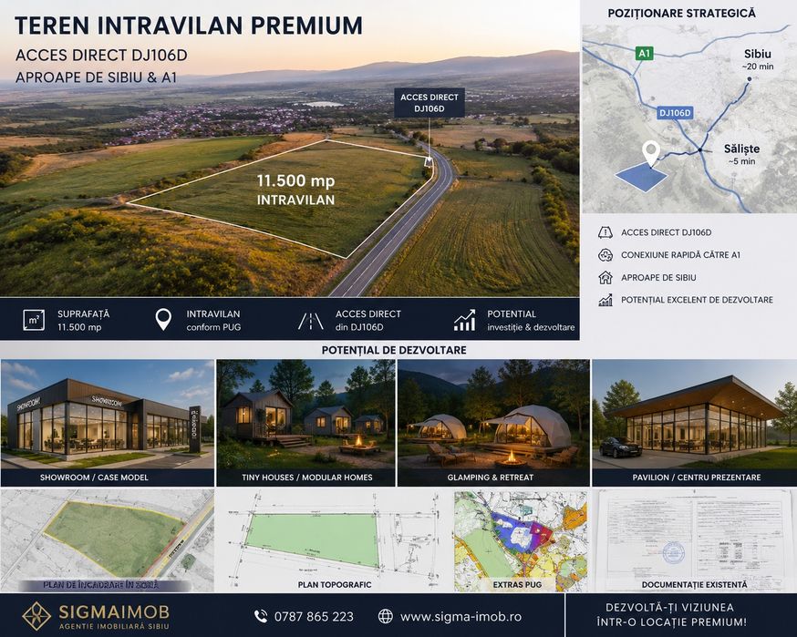TEREN DE VÂNZARE SIBIEL – SĂCEL | 54.000 € | 26 M Deschidere LA DJ 106D