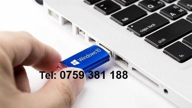 STICK bootabil Windows 10/11 + licenta sau 8.1, 7, Office, USB/CD/DVD