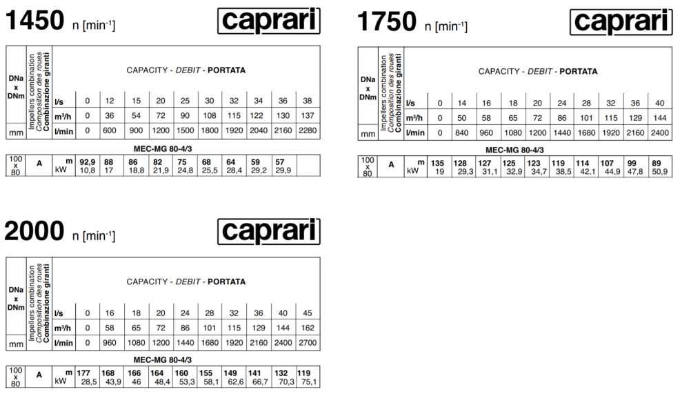 Помпа Caprari MEC MR80 MG80, MR65, MG100, A3/80, DMR80, DMR65