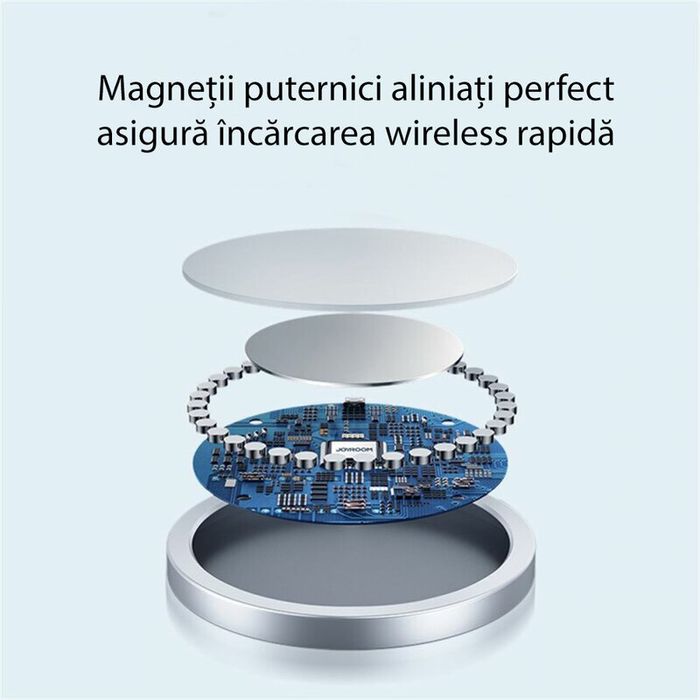 Incarcator MagSafe, Wireless 15W cu incarcare rapida, Alb