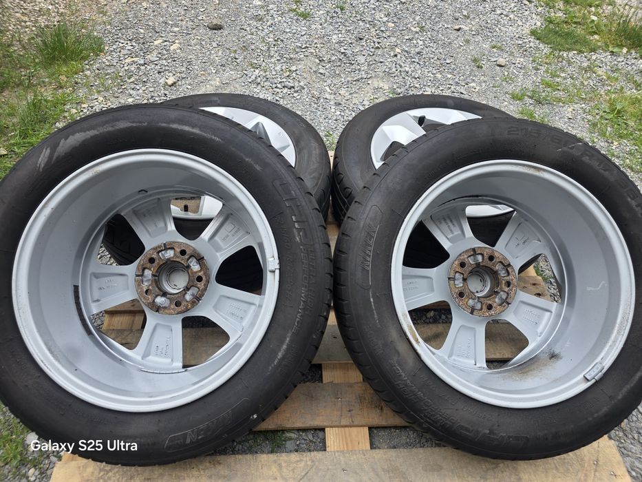 Лети джанти 17ки 5х114.3 Nissan + летни гуми 215/60/17 Riken