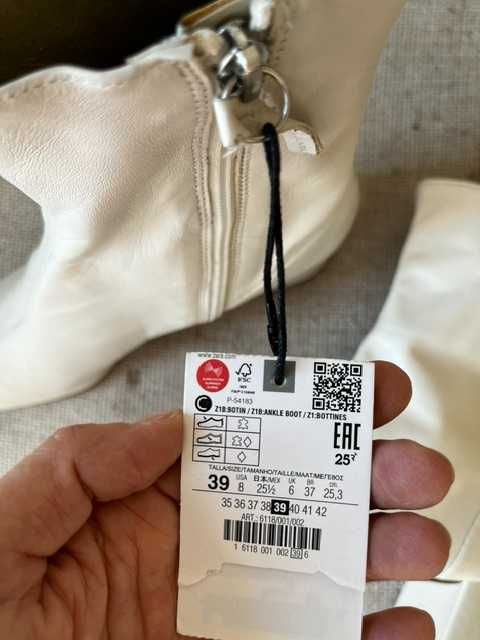 Естествена кожа нови дамски боти Zara, 39 номер
