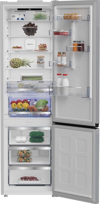 Нов инверторен хладилник BEKO B3RCNA415HXB1 SpacePro 415L HarvestFresh NoFrost - AeroFlow SmoothFit 203.5 см,