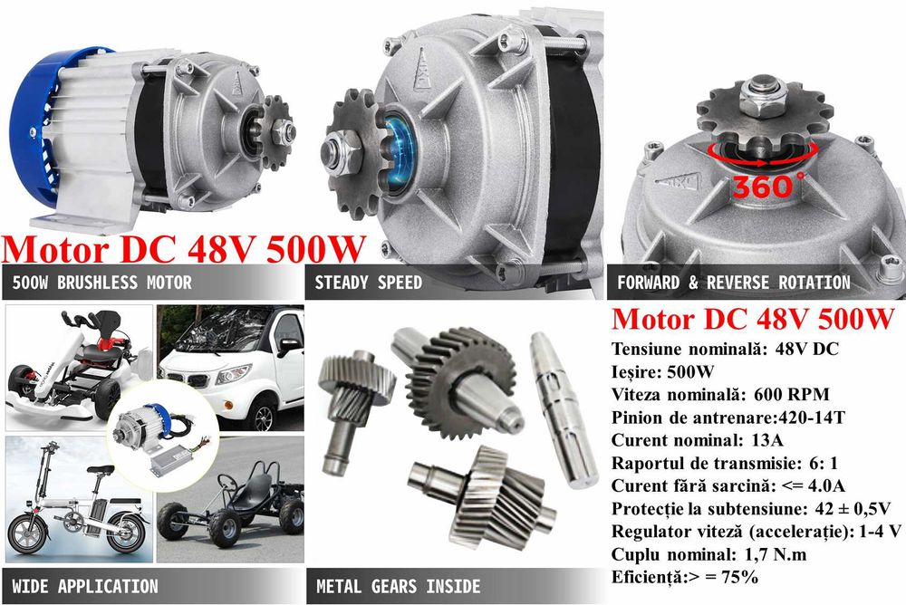 Motor bicicleta electrica DC 48V 1500W 1800W, 48V/60V 2000W. Nou!