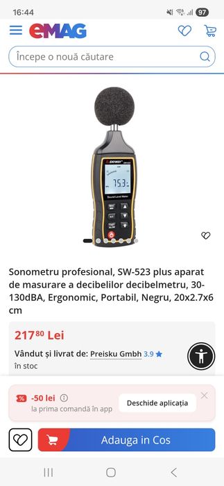 Decibelmetru SNDWAY SW523  Sonometru