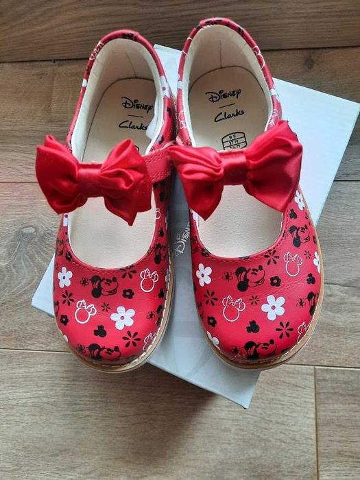 Clarks, Кожени обувки  с панделка, Червен / Черен / Бял, 27 EU