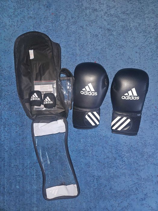 Kit Box Adidas (mănuși 12oz + bandaje) + Protecții tibie Outshock M – NEFOLOSITE