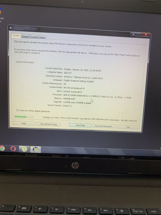 Leptop hp in stare de functionare