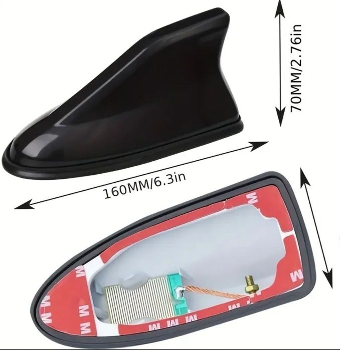 Antena Auto tip rechin negru lucios, universala