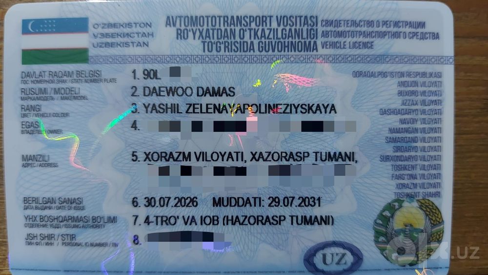 Damas 2001 yil narxini kelishamiz