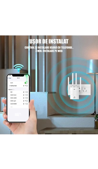 Amplificator Wireless Linomag, WiFi, 4 Antene, 240m, pana la 1200 Mbps