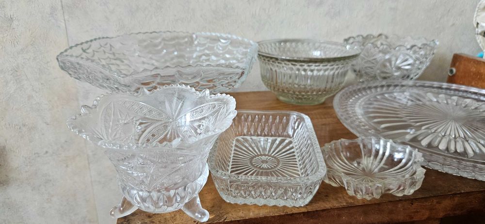 кристални стъклени купи,чинии, подноси фруктиери, бонбониери
