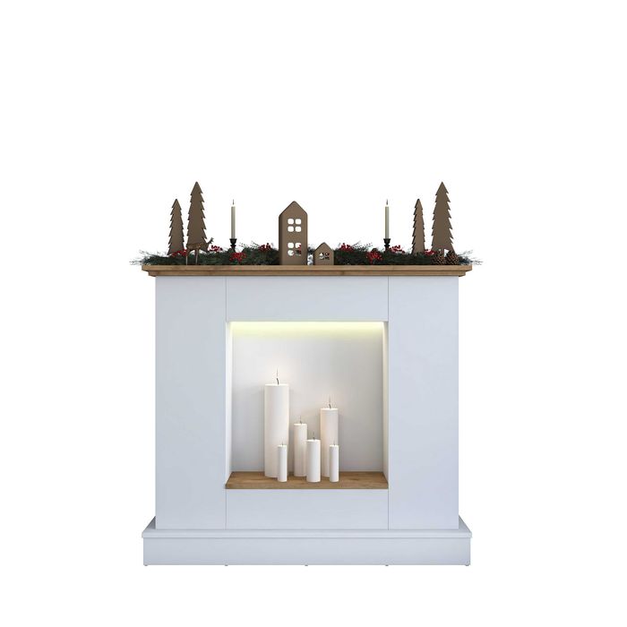 Декоративна LED Камина Puzzle-home 3881, Бял-натурлен, 120х30х109см