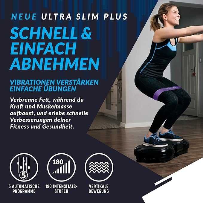 Placă vibratoare Bluefin Fitness, ultra subțire, plus, dispozitiv de antrenament