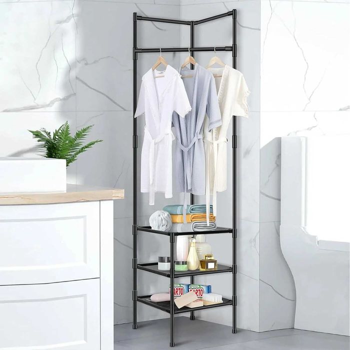 Cuier haine metalic pentru coltul camerei, 3 rafturi 180 x 44 x 44 cm