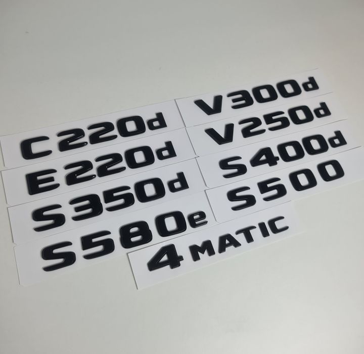Pachet-Set-Motorizare-Spate-Haion-Mercedes+Emblema-4Matic-Crom-Negru-Lucios-C220d-E200d-E220d-GLC220d-CLS350d-CLS400d-E300d-GLE350d-GLE400d-S500-S580e