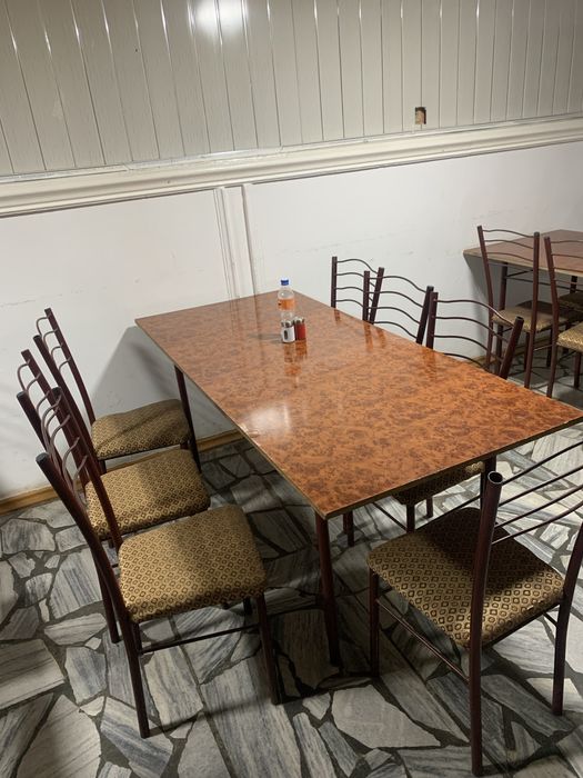 8 kishilik stol stul  temirdan yasalgan sifatli