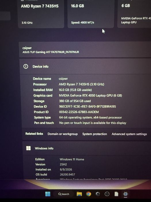 Setup gaming asus rog a17 rtx4050