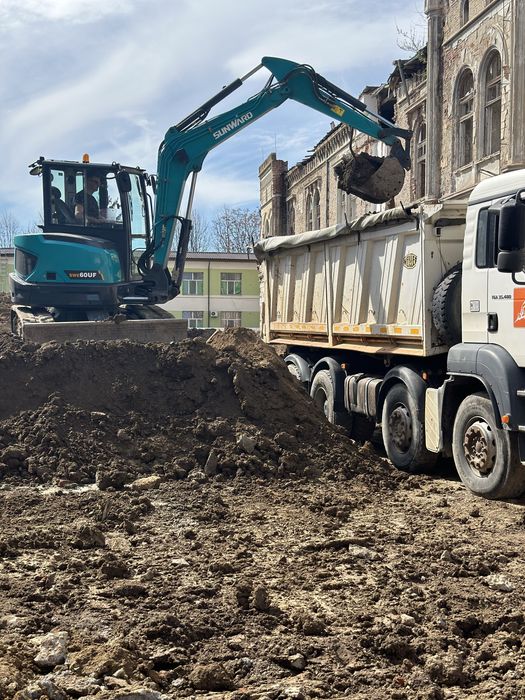 Excavări săpături iazuri si beciuri demolări transport șorturi simoluz
