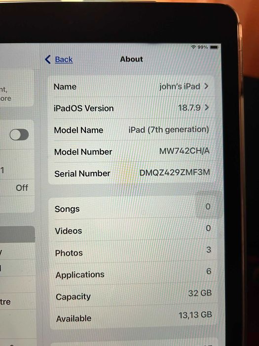 iPad gen 7a (2019),10.2 inch,32 GB, gri, wi-fi, stare perfecta, A2197