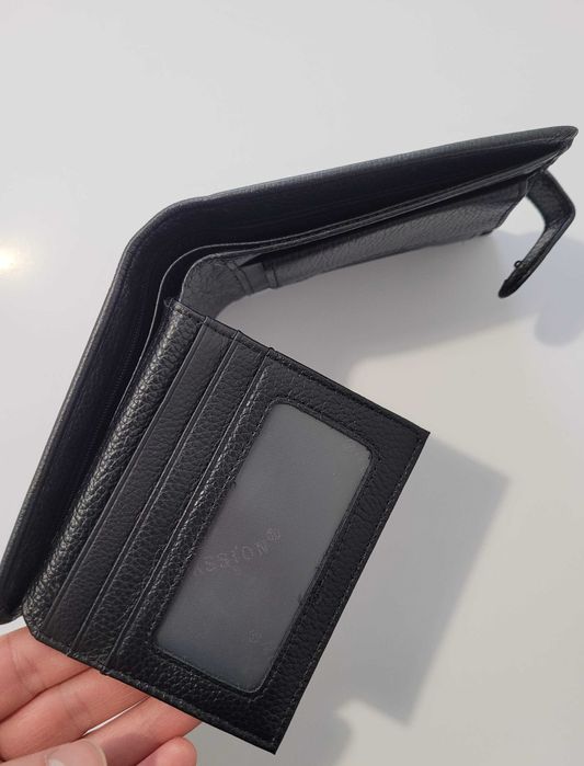 Portofel Hassion negru piele naturală