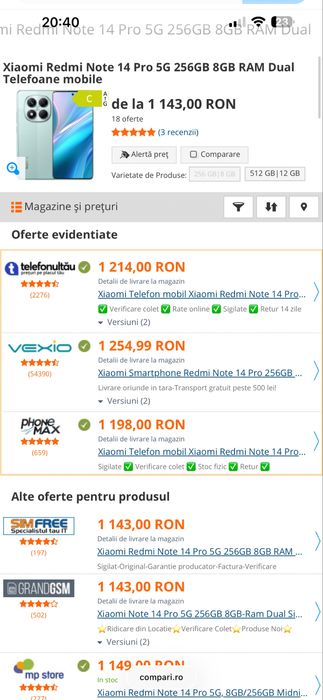 XIAOMI Redmi Note 14 Pro 5G, 256GB, 8GB RAM nou ! Cutie !