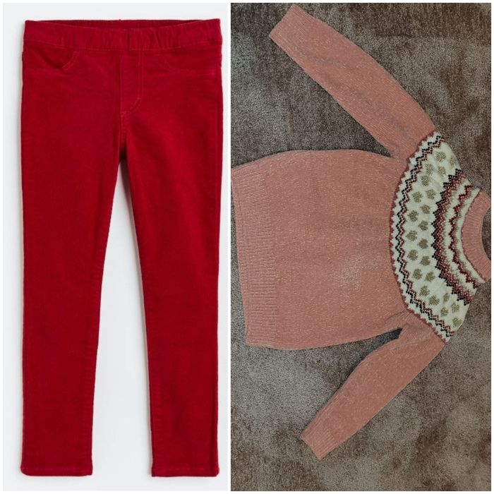Lot haine fetițe H&M/ C&A noi: pantalon de catifea+bluza catifelată