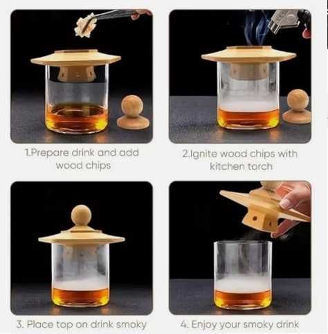 Комплект / сет за опушване на уиски/whisky с 4 аромата и запалка