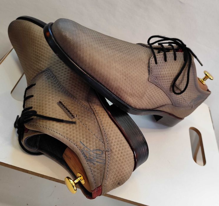 Pantofi derby 43 premium Bugatti piele naturala embosata camel