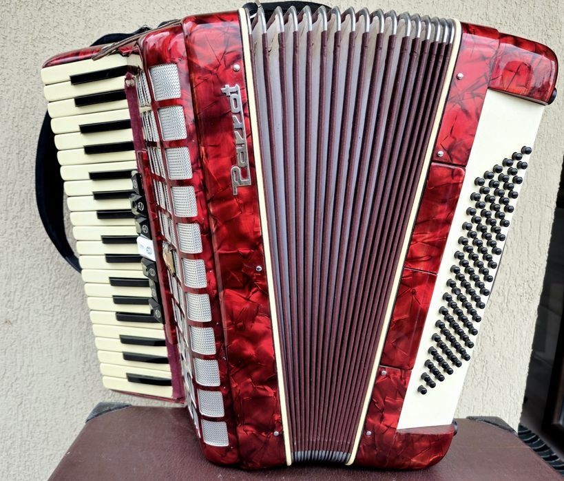 Acordeon Parrot cu 96 basi rosu sidef