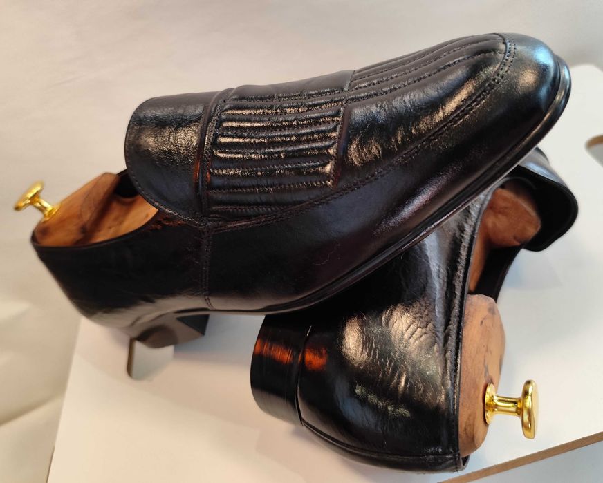 Pantofi loafer penny 44 de lux HUMANIC NOI lucrati manual piele naturala negru
