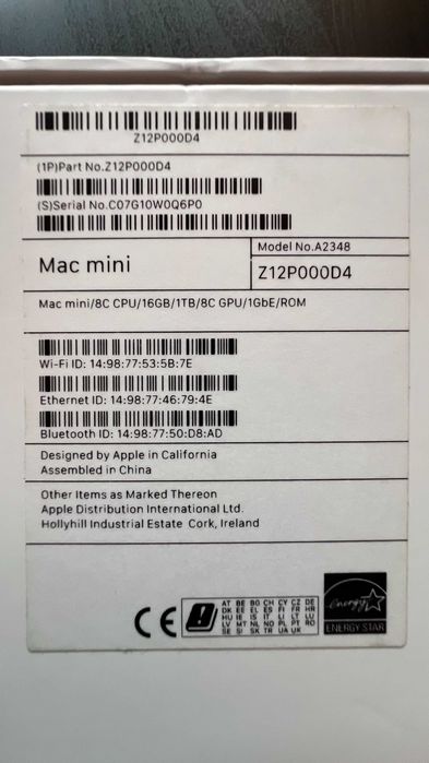 Mac mini M1, 2020, 16gb, 1 TB - Stare impecabilă