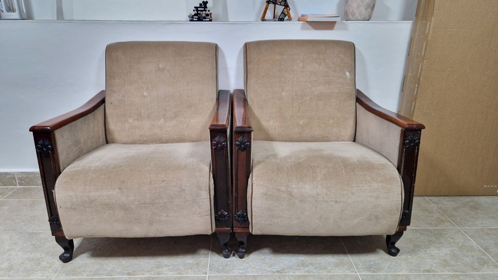 Fotoliu material textil si lemn