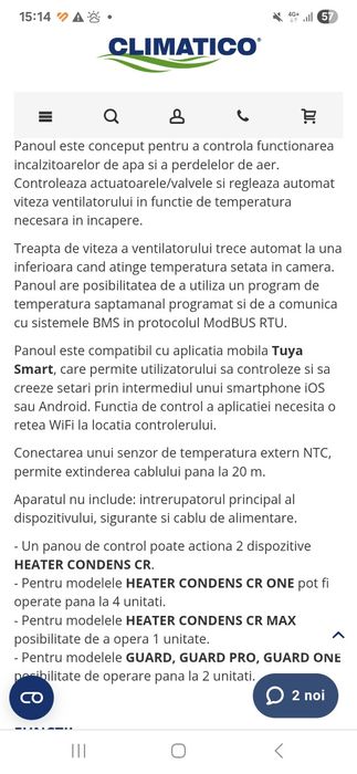 Termostat programabil panou de control smart 
Panou de control smar