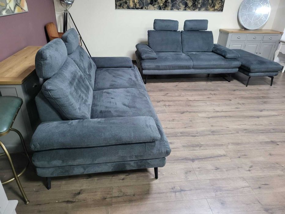 Тъмно сив комплект дивани от плат тройка и двойка "Dieter Knoll"