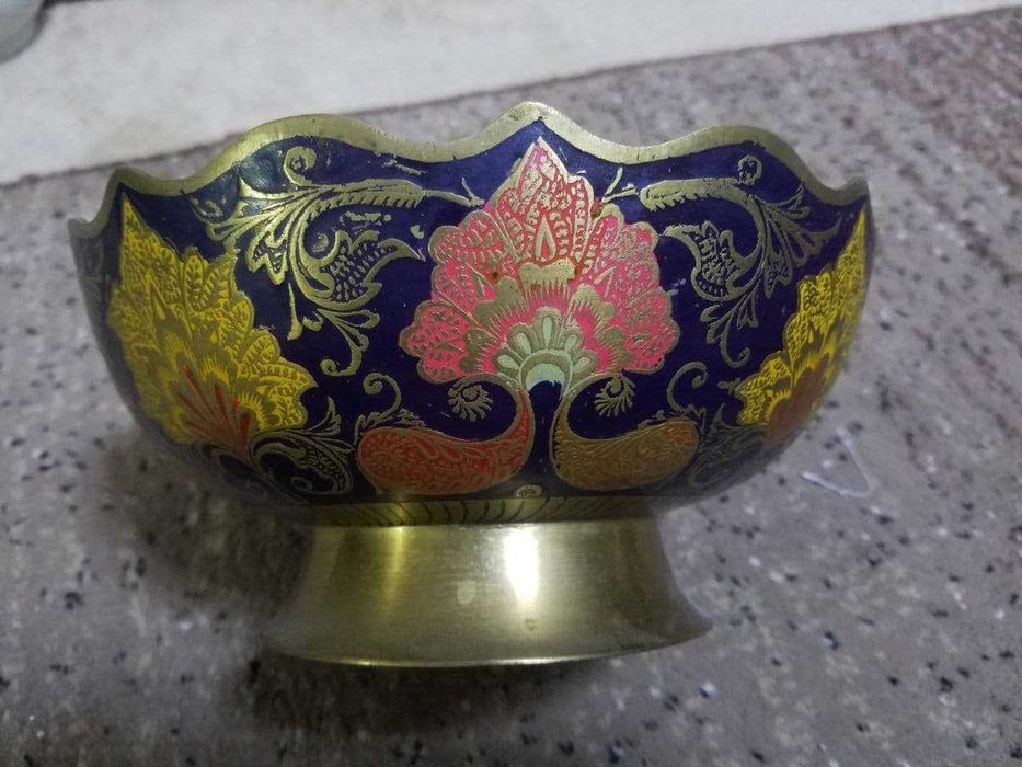 Фруктовница в восточном стиле — латунь, Индия, 70-е